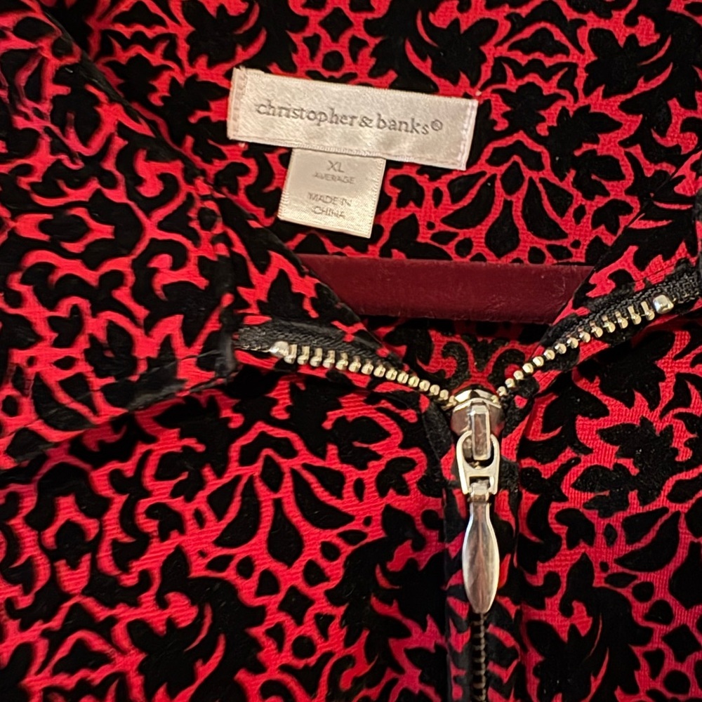 Christopher & Banks Vibrant Red and Black Floral Jacket